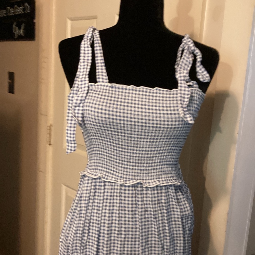 Bebop from Anthropologie blue and white gingham maxi NWT size XS - Picture 2 of 8
